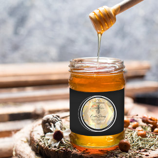 Honey Jar Honeybee Honeycomb Bee Apiary Logo Ronde Sticker