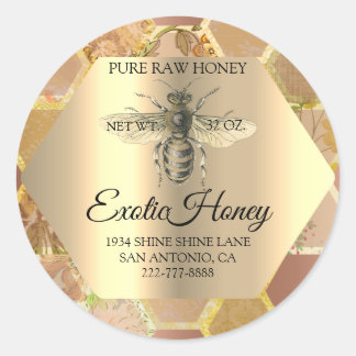 Honey Jar Honeybee Honeycomb Bee Apiary Roos Gold Ronde Sticker