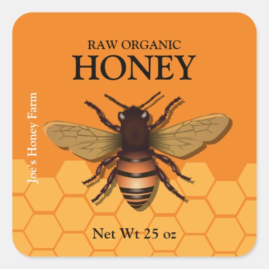 Honey Jar Honeycomb Label Sticker (Voorkant)