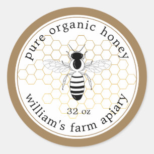 Honey Jar Label Bee Apiary Gouden Honingraat