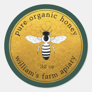 Honey Jar Label Bee Apiary Gouden Honingraat Groen