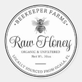  Honey Jar Label Bee Apiary Ronde Sticker (Voorkant)