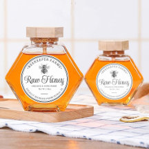Honey Jar Label Bee Apiary Ronde Sticker