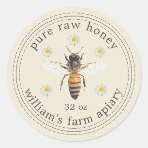 Honey Jar Label Honey Bee Apiary Antiek Wit