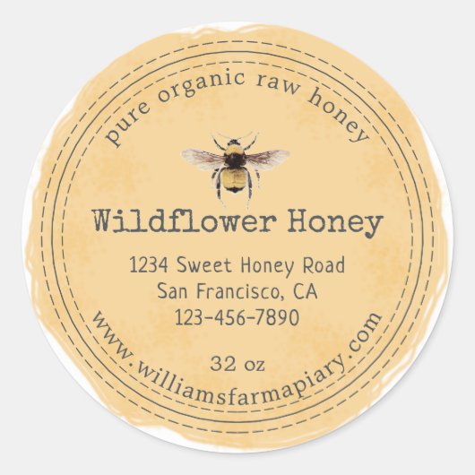 Honey Jar Label Honeybee Apiary (Voorkant)