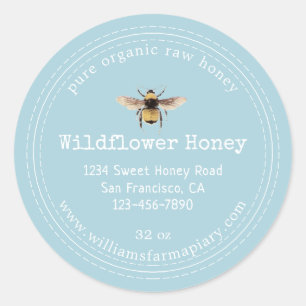 Honey Jar Label Honeybee Apiary Blue Glow