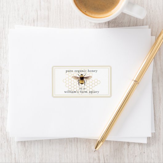 Honey Jar Label Honeybee Apiary Honeycomb Antiek (Insitu)