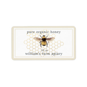 Honey Jar Label Honeybee Apiary Honeycomb Antiek