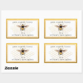 Honey Jar Label Honeybee Apiary Honeycomb Gold (Vel)