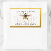 Honey Jar Label Honeybee Apiary Honeycomb Gold (Tas)