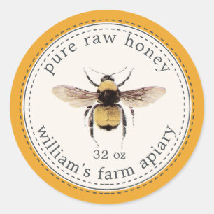 Honey Jar Label Honeybee Apiary Mellow Yellow