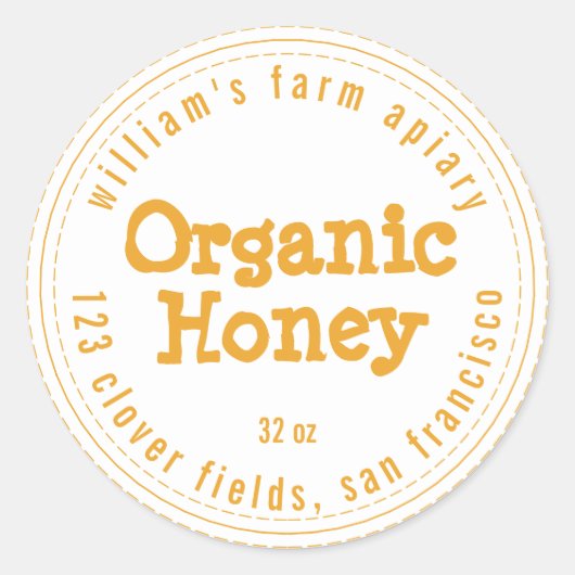 Honey Jar Label Honeybee Apiary Mellow Yellow (Voorkant)