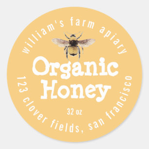 Honey Jar Label Honeybee Apiary Yellow