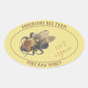 Honey Jar Label    honingbij en honingraat