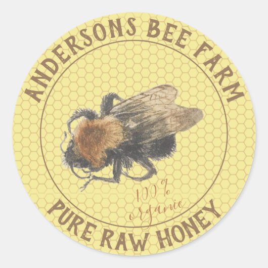 Honey Jar Label | honingbij en honingraat (Voorkant)