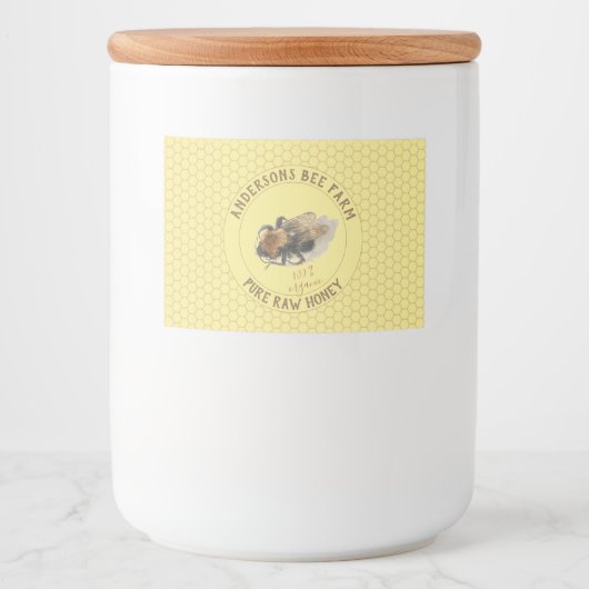 Honey Jar Label |  honingbij en honingraat Voedselcontainer Etiket (Voorkant)