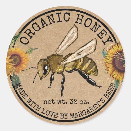 Honey Jar Labels Honeybee Honeycomb Bee Apiary (Voorkant)