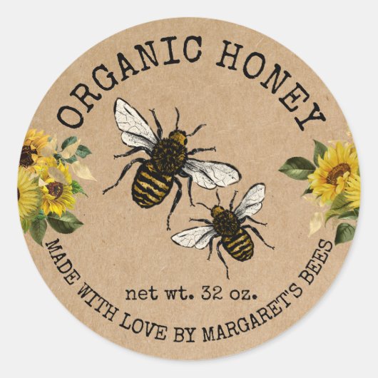 Honey Jar Labels Honeybee Honeycomb Bee Apiary (Voorkant)