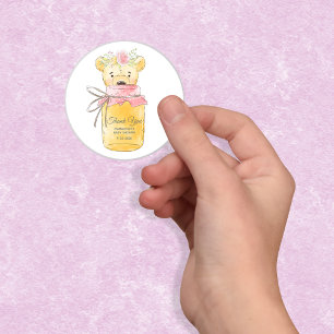 Honey Jar Meisje Teddy Bear Dank u Ronde Sticker