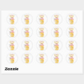 Honey Jar Meisje Teddy Bear Dank u Ronde Sticker (Vel)