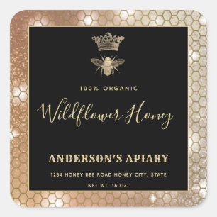 Honey jar modern script koningin bee vierkante sticker