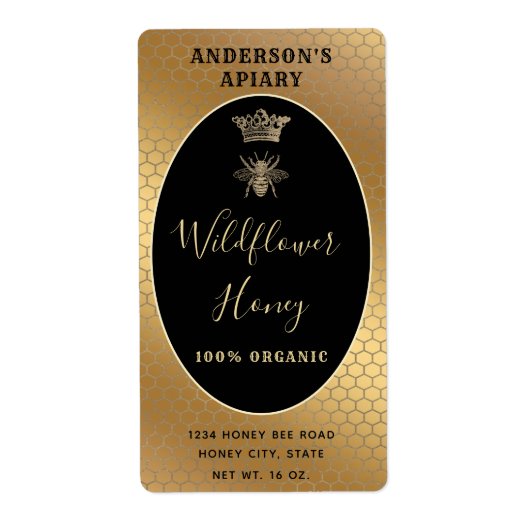Honey jar script moderne queen bee étiquette (Devant)