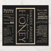 HONEY JAR WATERPROOF ALIMENTAIRE ÉTIQUETTE NOIR OR (Étiquettes simples)