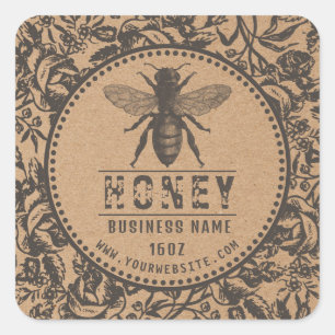 Honey Label Kraft Bloemen en bijen