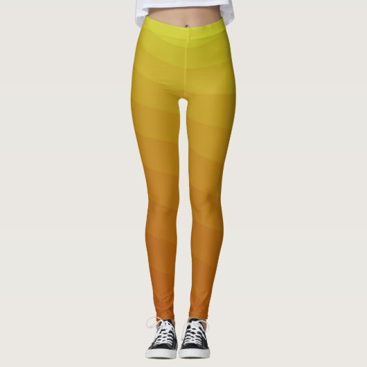 Honey Mustard Yellow Gradient Striped Ombre Leggings (Voorkant)
