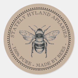 Honey Nom personnalisé Deep Brown Bee Étiquette