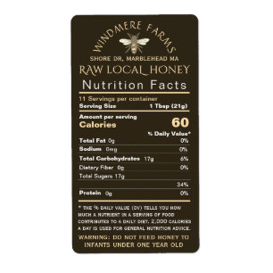 Honey Nutrition Baby Waarschuwing & Bee Verzending Etiket