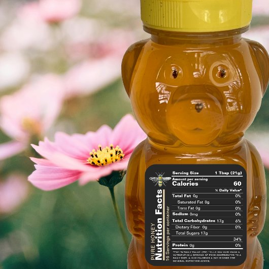 Honey Nutrition Facts Étiquette Abeille jaune noir