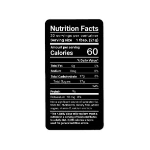 Honey Nutrition Facts Étiquette de adresse Noir