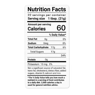 Honey Nutrition Facts Expédition Étiquette Blanc