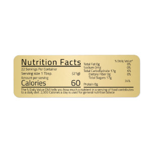 Honey Nutrition Facts Gold retour adreslabel Etiket