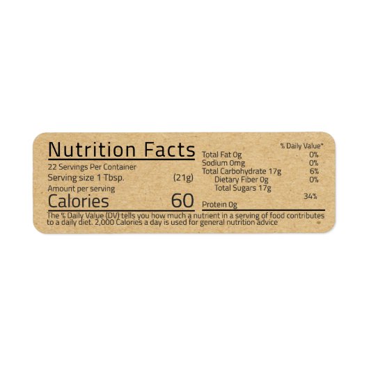Honey Nutrition Facts Kraft Return Address Label (Voorkant)