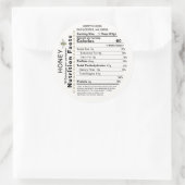 Honey Nutrition Facts Round Étiquette Apiary Nom B (Sac)