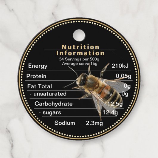Honey Nutrition Information Label Australië Black (Voorkant)