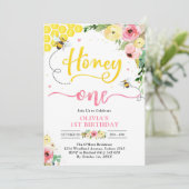 Honey One Honey Bee 1st Birthday Invitation (Debout devant)