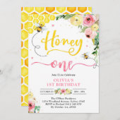 Honey One Honey Bee 1st Birthday Invitation (Devant / Derrière)