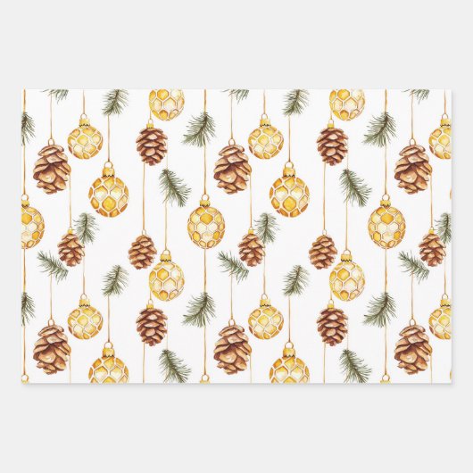 Honey Pine Cones Christmas Inpakpapier Vel (Voorkant)