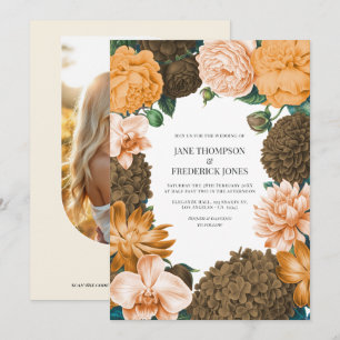 Honey Rose, Abrikoos Fleur & Toffee Bloom Trouw Kaart