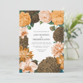 Honey Rose, Apricot Fleur & Toffee Bloom Wedding Kaart (Staand voorkant)