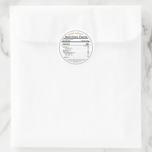 Honey Round Valeur nutritive modifiable Étiquette (Sac)