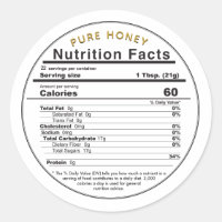 Honey Round Valeur nutritive modifiable Étiquette