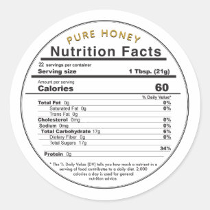 Honey Round Valeur nutritive modifiable Étiquette 