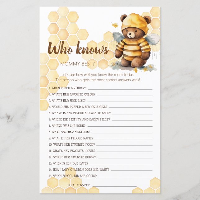 Honey teddybeer Wie kent MAMMY BEST? (Voorkant)