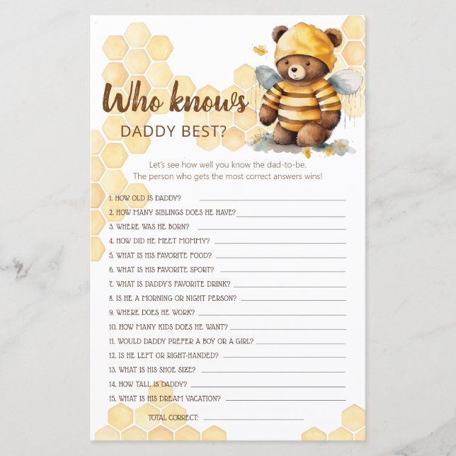 Honey teddybeer Wie kent PAPA BEST? (Voorkant)