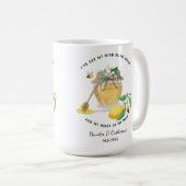 Honey w Cute Bees Lemon Floral n Foliage Koffiemok (Voorkant rechts)