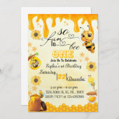 Honeybee 1st Birthday Uitnodiging voor Jongen & Me (Voorkant / Achterkant)